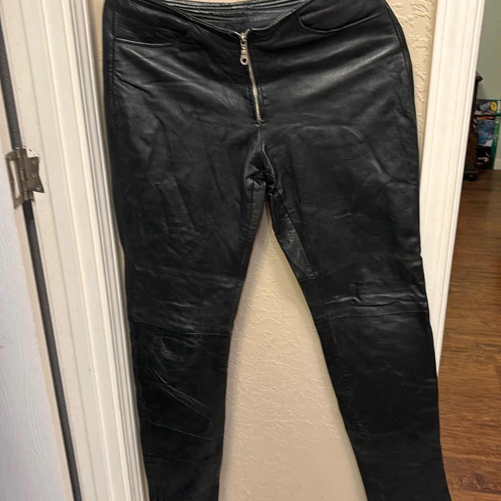 Leather pants soft as butter split a little on bottom sides for boots